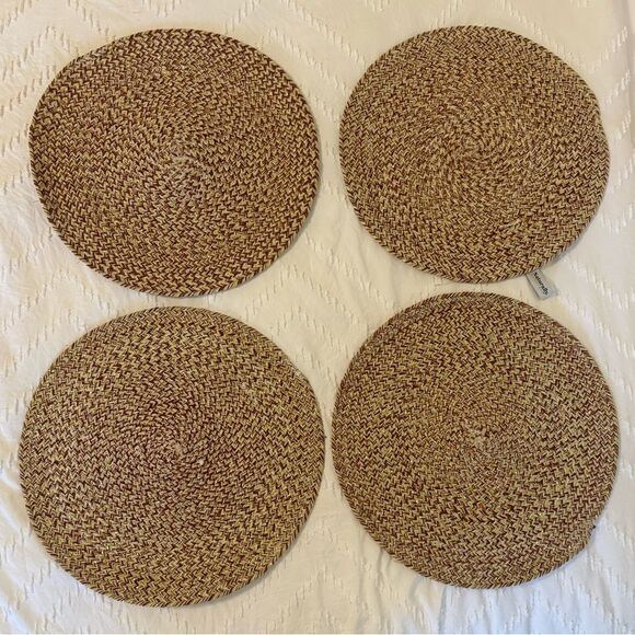 Set of 4 Placemats by Naturally, Danny Seo Cotton Metallic Yarn Round 15” Autumn - Picture 2 of 5